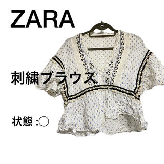 ザラ(ZARA)のZARA 刺繍ドットブラウス(シャツ/ブラウス(半袖/袖なし))