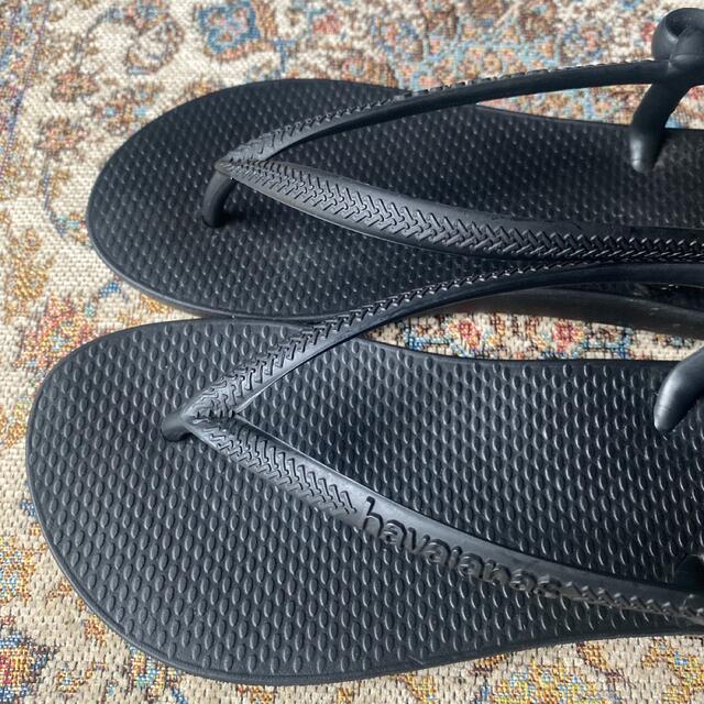 havaianas(ハワイアナス)の美品◇ハワイアナス ストラップ付ビーチサンダル ブラック 23.0 レディースの靴/シューズ(ビーチサンダル)の商品写真