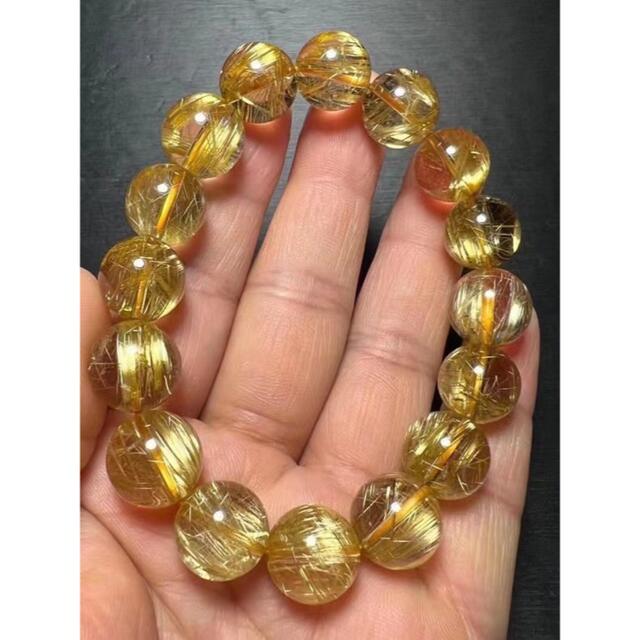 価格は安く ⭐︎【天然】タイチンルチルクオーツ ブレスレット 13.5mm