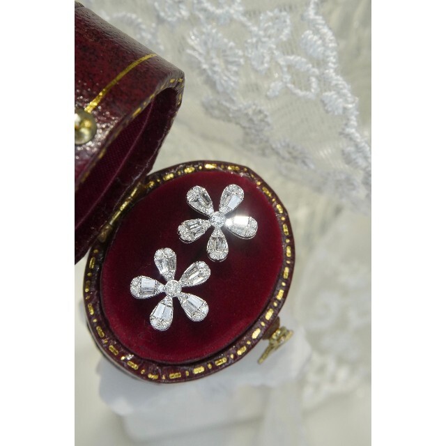 驚きの値段 花モチーフ 天然ダイヤモンドピアス0.44ct k18 ピアス