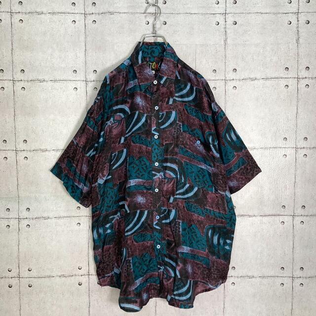 ART VINTAGE(アートヴィンテージ)の【レアデザイン】80-90s VINTAGE 半袖 シルク 総柄シャツ US古着 メンズのトップス(シャツ)の商品写真