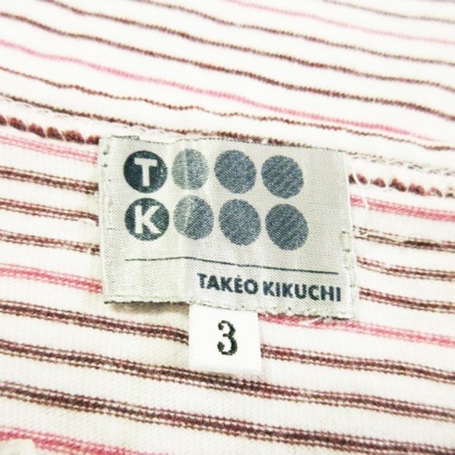 TAKEO KIKUCHI(タケオキクチ)のタケオキクチ Tシャツ カットソー キーネック 半袖 ボーダー ブラウン ピンク メンズのトップス(Tシャツ/カットソー(半袖/袖なし))の商品写真