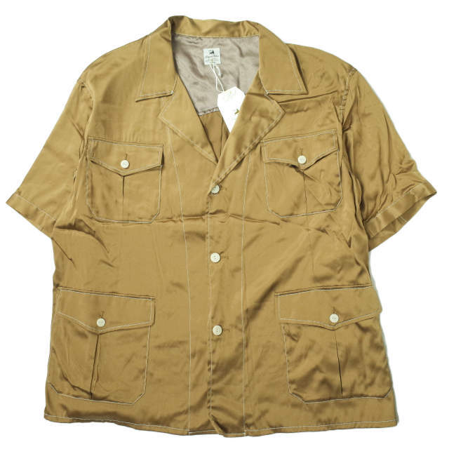 SASQUATCHfabrix.(サスクワッチファブリックス)のSASQUATCHfabrix. サスクワァッチファブリックス 19SS 日本製 SILK SAFARI SHIRT シルクサファリシャツ 19SS-SY5-002 M GOLD 半袖 開襟 オープンカラー トップス【新古品】【中古】【SASQUATCHfabrix.】 メンズのトップス(シャツ)の商品写真