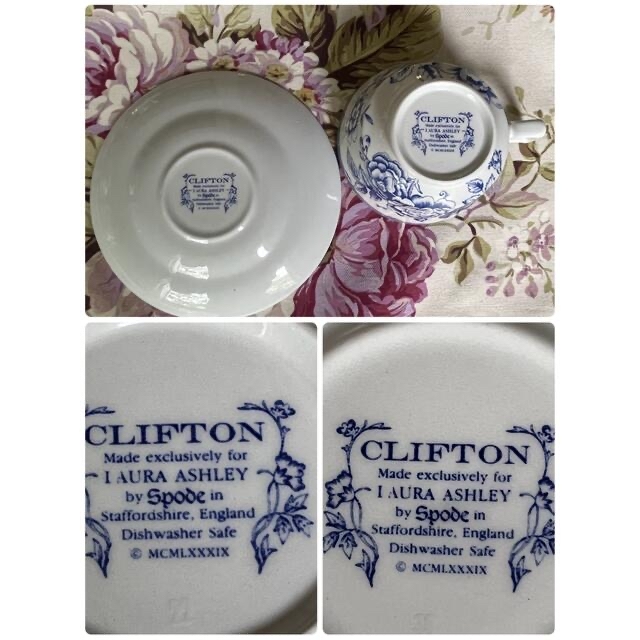 LAURA ASHLEY(ローラアシュレイ)の【ご予約品　レア美品】スポード ★CLIFTON★C/S 2客とおまとめ インテリア/住まい/日用品のキッチン/食器(食器)の商品写真