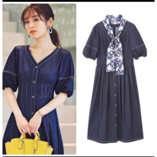 ジルバイジルスチュアート(JILL by JILLSTUART)の【ピロロさん専用】タックウェストスカーフ付きワンピース(ロングワンピース/マキシワンピース)