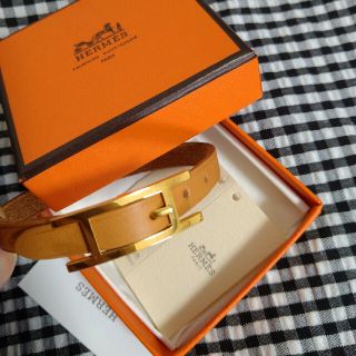 エルメス(Hermes)のエルメス HERMES ブレスレット アピ 茶色 ゴールド 革 バングル(ブレスレット/バングル)