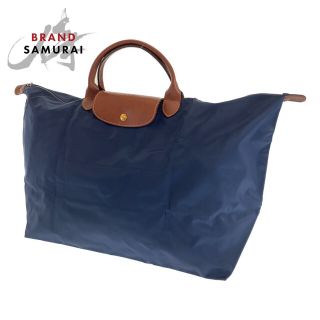 ロンシャン(LONGCHAMP)のLongchamp ロンシャン プリアージュ ナイロンバッグ ブラウン ネイビー ナイロン 折り畳み トートバッグ エコバッグ 【中古】 レディース 304793(トートバッグ)