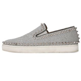 クリスチャンルブタン(Christian Louboutin)のクリスチャンルブタン Pik Boat スパイクスタッズグリッタースリッポンスニーカー メンズ 39.5(スニーカー)