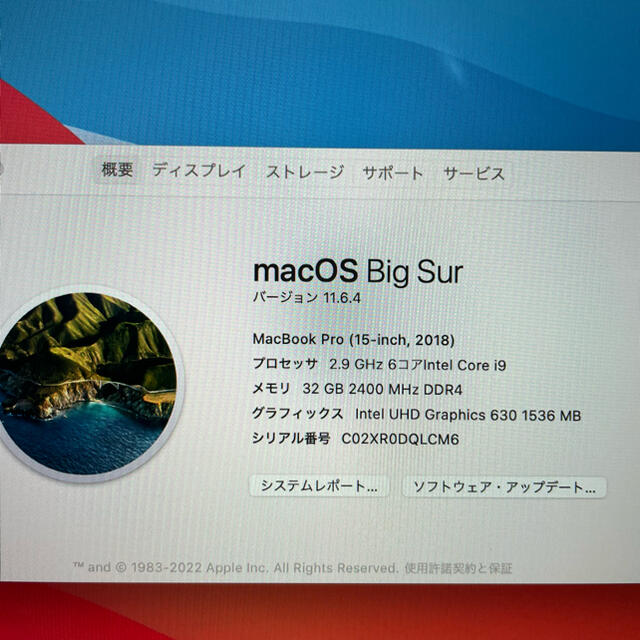 MacBook Pro15インチ　Core i9  32g 1Tストレージ