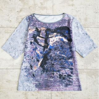 ヒロココシノ(HIROKO KOSHINO)のヒロココシノ プレタポルテ ☆ 総柄 メッシュ 半袖 プルオーバー 11 日本製(カットソー(半袖/袖なし))