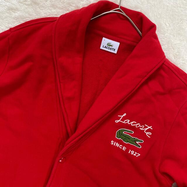 LACOSTE(ラコステ)のLACOSTE ラコステ スウェット ジャケット 刺繍ビッグロゴ スタジャン 赤 メンズのトップス(スウェット)の商品写真