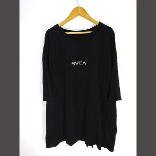 ルーカ(RVCA)のRVCA Tシャツ カットソー 丸首 半袖 ロゴ 刺繍 プリント 黒 sizeF(Tシャツ(半袖/袖なし))