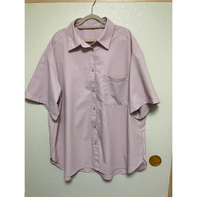 GU(ジーユー)のGU オーバーサイズシャツ　ピンク レディースのトップス(シャツ/ブラウス(半袖/袖なし))の商品写真