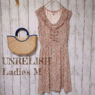 アンレリッシュ(UNRELISH)の【美品】UNRELISH フラワープリント 膝丈シフォンワンピース レディースM(ひざ丈ワンピース)