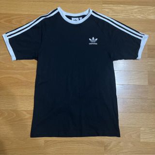 アディダス(adidas)の最終値下 美品adidas アディ Tシャツ L ブラック ストライプ ホワイト(Tシャツ/カットソー(半袖/袖なし))