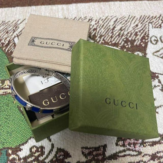 Gucci(グッチ)のグッチガーデン キャットヘッド ブレスレット 461908 ブルー SV925 メンズのアクセサリー(ブレスレット)の商品写真