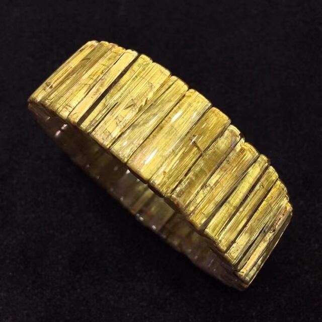 天然】ゴールドタイチンルチル クォーツ ブレスレット バングル 79.5g-