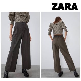 【新型】ZARA タックワイドパンツ ブラック