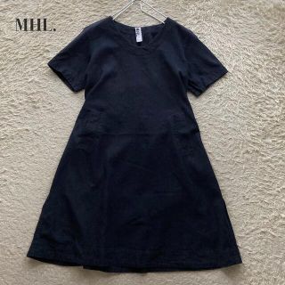 マーガレットハウエル(MARGARET HOWELL)のMHL. LINEN COTTON DRESS リネンワンピース 黒 サイズ2(ロングワンピース/マキシワンピース)