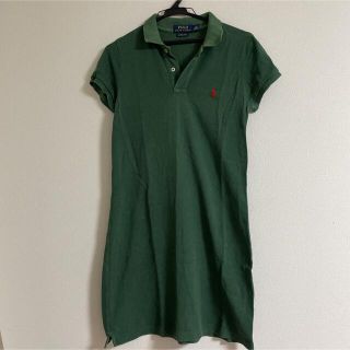 ポロラルフローレン(POLO RALPH LAUREN)のポロラルフローレン　半袖ワンピース　ポロシャツ　古着　ヴィンテージ　グリーン　M(ひざ丈ワンピース)