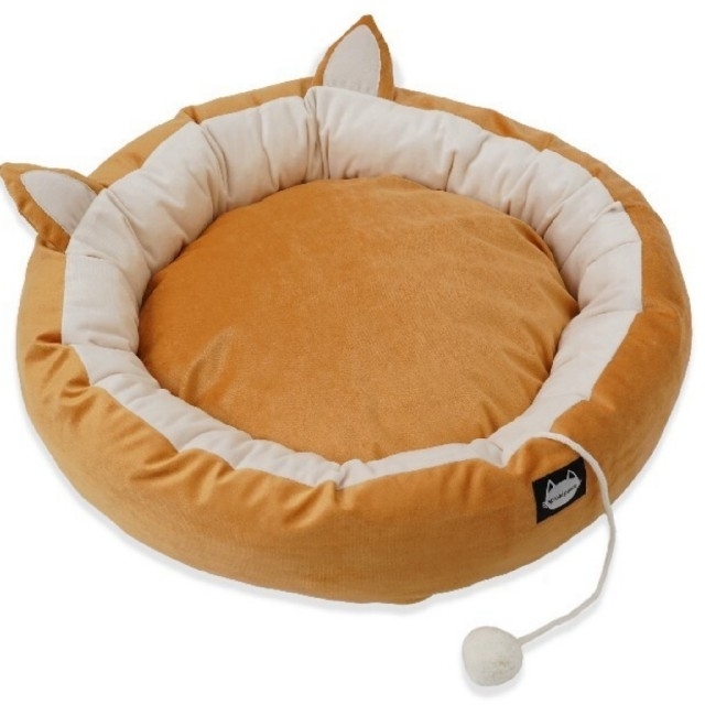 猫 ベッド 耳付き ペットクッション 犬 ベッド ふわふわ オレンジ その他のペット用品(猫)の商品写真
