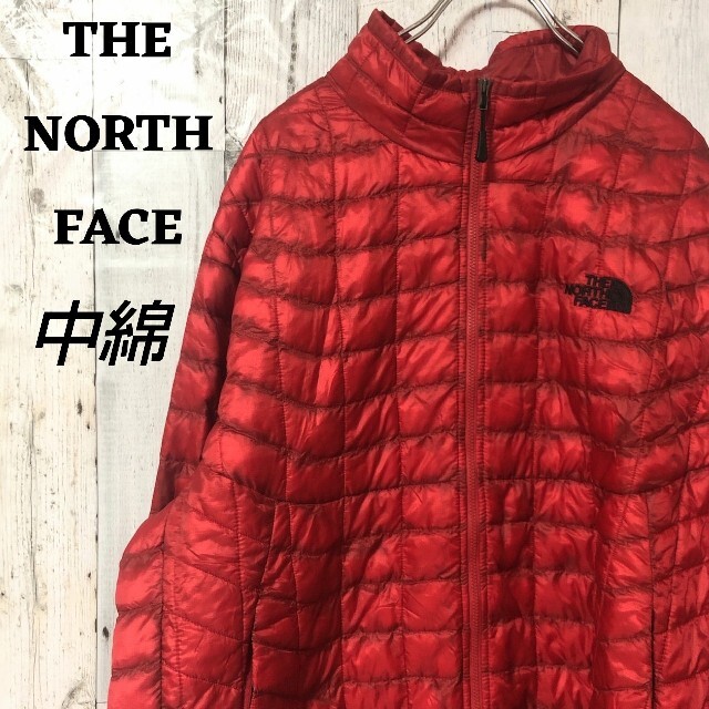 THE NORTH FACE(ザノースフェイス)の美品US規格ノースフェイス中綿ジャケットアウターブルゾン刺繍ロゴレッド古着 メンズのジャケット/アウター(ブルゾン)の商品写真