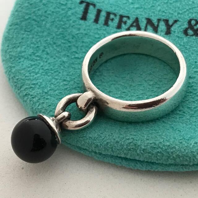 Tiffany オニキスボールチャームリング 11号