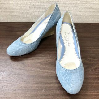 ダイアナ(DIANA)の【美品】ダイアナ アルテミス デニム生地 ウェッジソール パンプス(ハイヒール/パンプス)