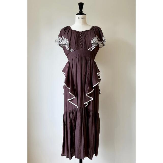 Her lip to(ハーリップトゥ)のCutwork Embroidery Angel Sleeve Dress レディースのワンピース(ロングワンピース/マキシワンピース)の商品写真