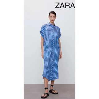 ザラ(ZARA)のMIUMIU様専用　新品⭐︎タグ付⭐︎ZARA ストライプ柄　シャツワンピース(ロングワンピース/マキシワンピース)