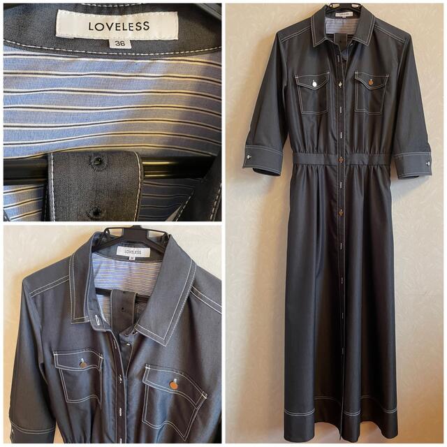 LOVELESS - 【LOVELESS】デニムブロッキングシャツカラードレスの通販