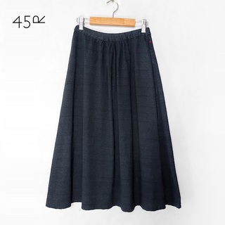 フォーティーファイブアールピーエム(45rpm)の45R✨45rpm インディゴ 藍染 裾カットオフ R刺繍 イージースカート(ロングスカート)