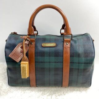 ポロラルフローレン(POLO RALPH LAUREN)の✨極美品✨完備品✨ラルフローレン　チェック柄　ボストンバッグ ハンドバッグ(ボストンバッグ)