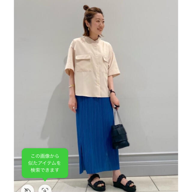 BEAUTY&YOUTH UNITED ARROWS(ビューティアンドユースユナイテッドアローズ)のBY リネンライクバンドカラー5分袖シャツ レディースのトップス(シャツ/ブラウス(半袖/袖なし))の商品写真