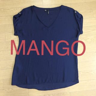 マンゴ(MANGO)のMANGO ブラウス紺色　美品❣️(シャツ/ブラウス(半袖/袖なし))