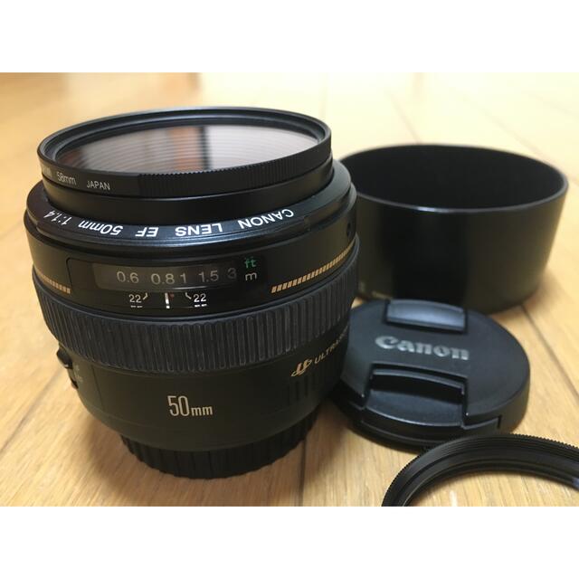 Canon★ EF50mm F1.4 USM クローズアップ&保護レンズ付🎶 スマホ/家電/カメラのカメラ(レンズ(単焦点))の商品写真