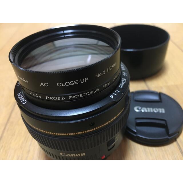 Canon★ EF50mm F1.4 USM クローズアップ&保護レンズ付🎶 スマホ/家電/カメラのカメラ(レンズ(単焦点))の商品写真