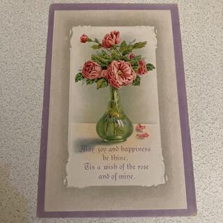 濃いピンクの花のアンティークポストカード　エンタイア(その他)