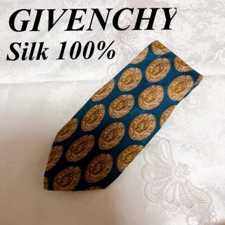 ジバンシィ(GIVENCHY)のジバンシー★レトロ★グリーン地カメオ風総柄ネクタイ★総シルク(ネクタイ)