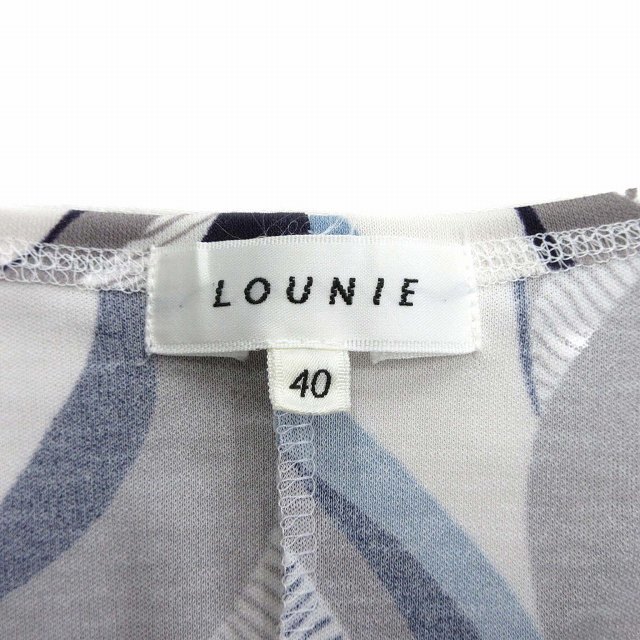 LOUNIE(ルーニィ)の美品 ルーニィ LOUNIE 総柄 ワンピース フレア スカート ドレープ 40 レディースのワンピース(ひざ丈ワンピース)の商品写真