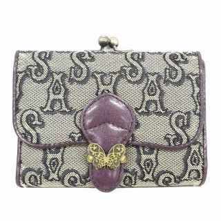 アナスイ(ANNA SUI)のアナスイ ANNA SUI 蝶 ロゴ キャンバス レザー 三つ折り 財布♪７(財布)