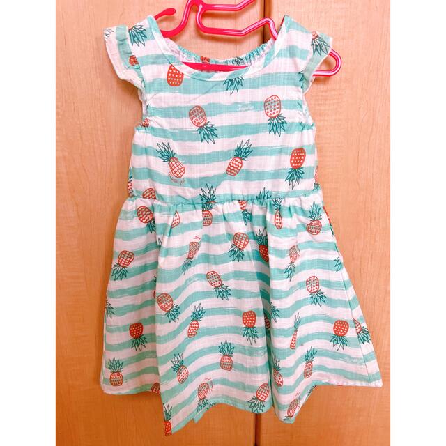 juo ワンピース　パイナップル　ボーダー キッズ/ベビー/マタニティのキッズ服女の子用(90cm~)(ワンピース)の商品写真