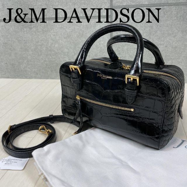 J&MDavidson OLIVIA BOX MINI クロコ型押 ブラック