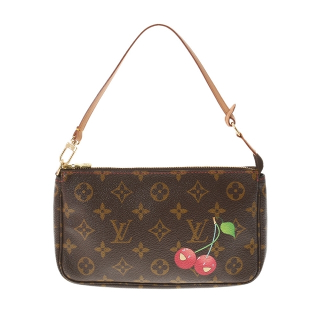 今季一番 LOUIS VUITTON ルイヴィトン M95008 モノグラムチェリー ポシェットアクセソワール ハンド ポーチ バッグ  アクセサリーポーチ モノグラムチェリーキャンバス レディース ブラウン