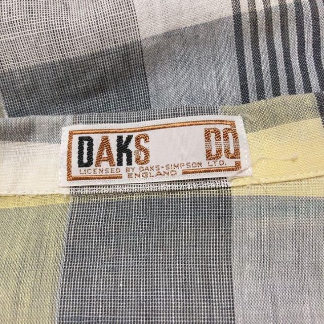 DAKS(ダックス)のDAKS ダックス　トップス　ブラウス　チェック　イエロー　グレー　麻混　L レディースのトップス(シャツ/ブラウス(半袖/袖なし))の商品写真