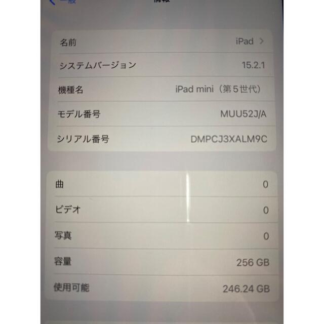 アップル iPad mini 第5世代 WiFi 256GB シルバー