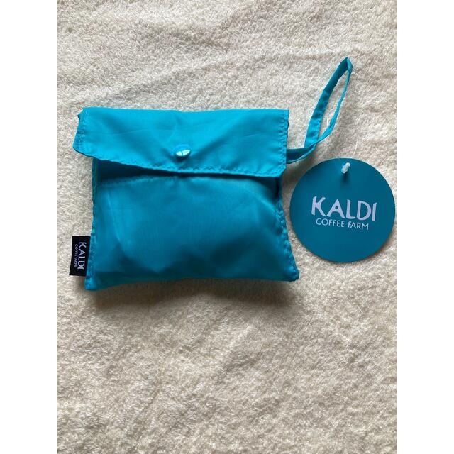 KALDI(カルディ)の値下げ　KALDI オリジナルエコバック　水色　新品未使用　おまけつき レディースのバッグ(エコバッグ)の商品写真