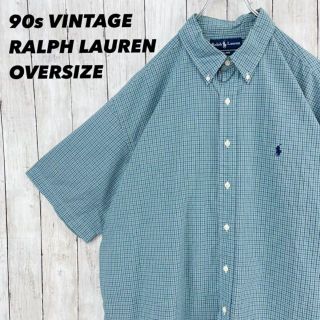 ラルフローレン(Ralph Lauren)の90s ポニー刺繍　ラルフローレン　ゆるだぼ半袖ブロードチェックボタンダウン古着(シャツ)