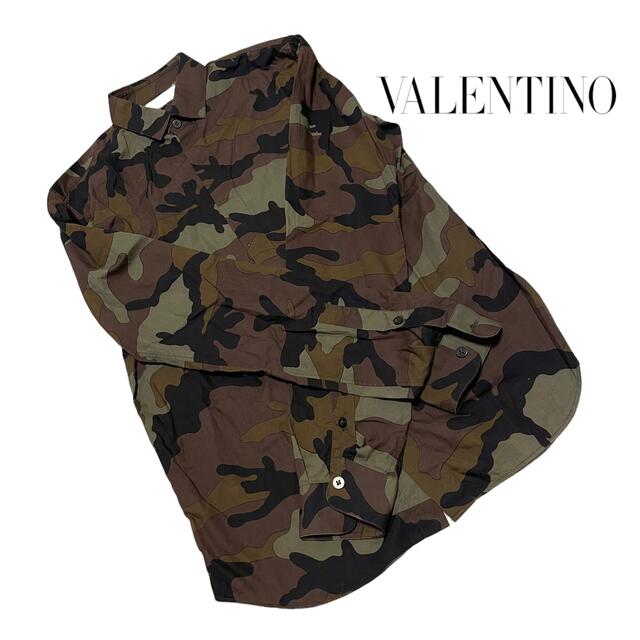 Valentino メンズ迷彩柄シャツ40サイズ