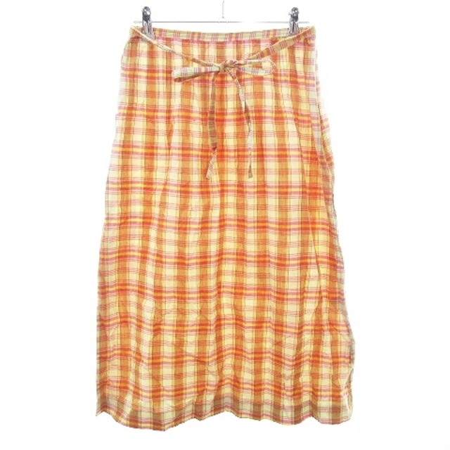 Spick & Span(スピックアンドスパン)のスピック&スパン スカート 台形 ミモレ丈 チェック 38 オレンジ ピンク レディースのスカート(ロングスカート)の商品写真